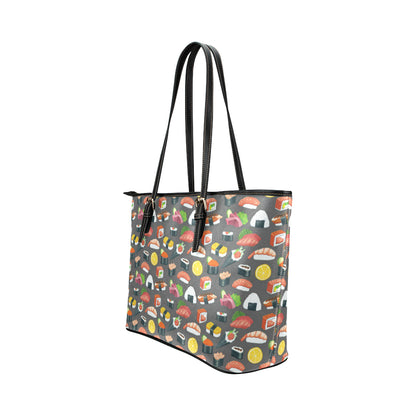 Sushi Pattern Print Leather Tote Bag