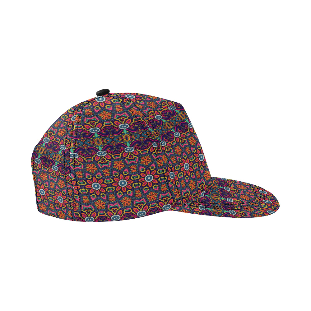 Ethnic Flower Style Print Pattern Snapback Cap