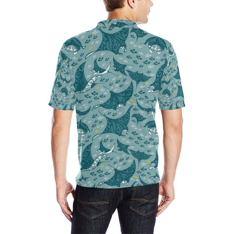 Manta Ray Tribal Pattern Print Design 03 Men Polo Shirt