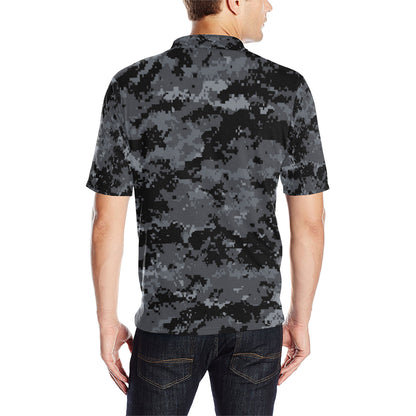 ACU Digital Black Camouflage Men Polo Shirt