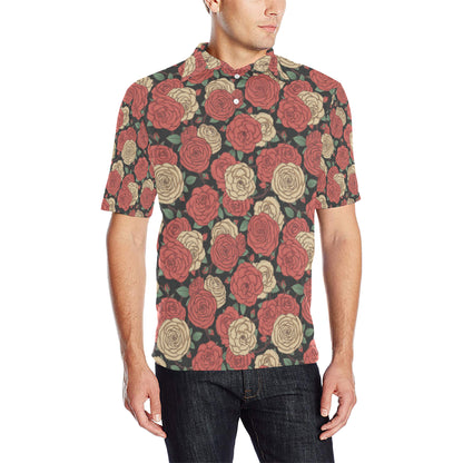 Camellia Pattern Print Design CM01 Men Polo Shirt