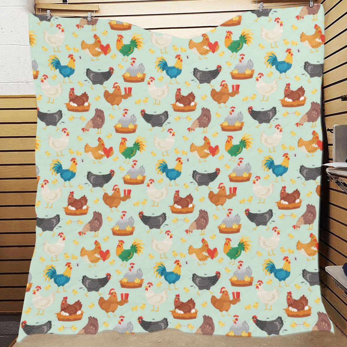 Chicken Pattern Print Design 07 Premium Quilt