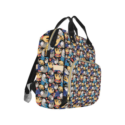 Sloth Cartoon Design Themed Print Diaper Bag Backpack