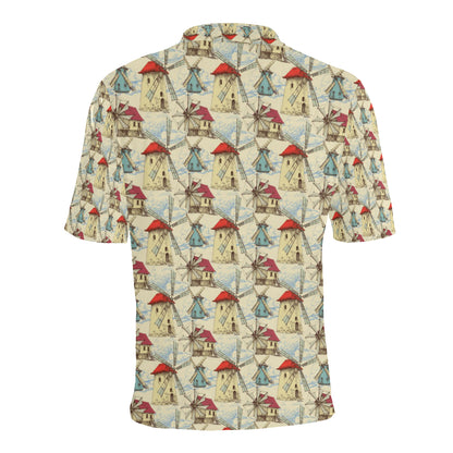 Windmill Pattern Print Design 01 Men Polo Shirt
