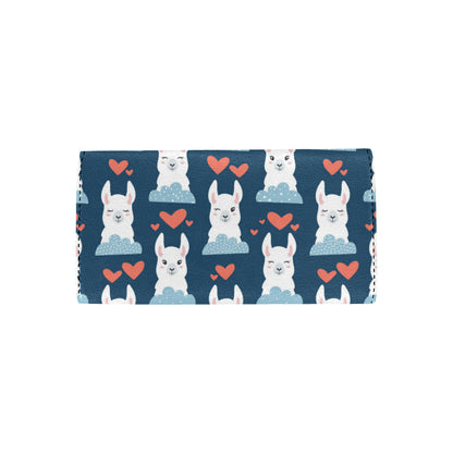 Alpaca Love Pattern Print Design 05 Women's Trifold Wallet