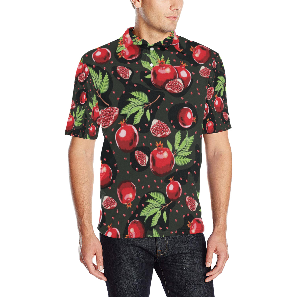 Pomegranate Pattern Print Design PG06 Men Polo Shirt