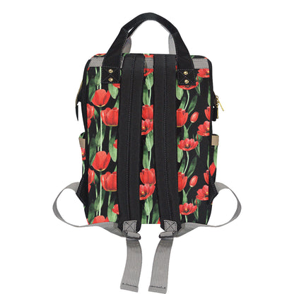 Tulip Red Pattern Print Design TP03 Diaper Bag Backpack
