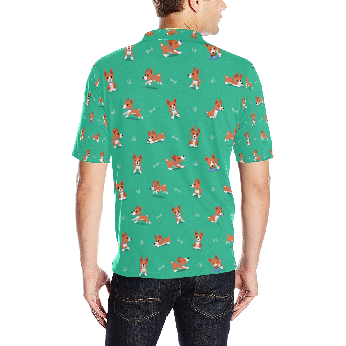 Basenji Pattern Print Design 02 Men Polo Shirt