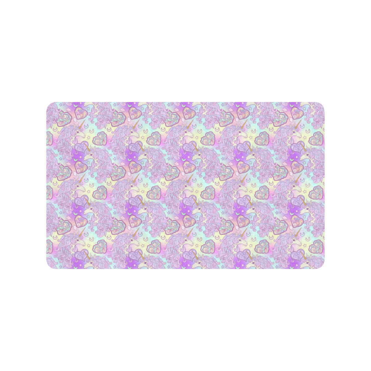 Unicorn Rainbow Star Heart Print Rubber Doormat