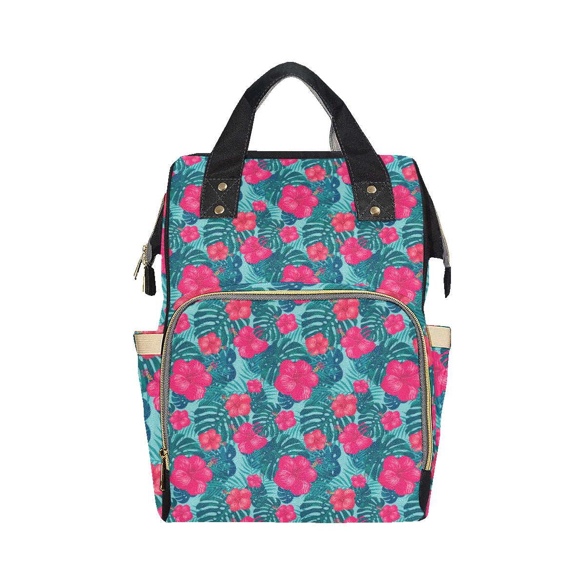 Red Hibiscus Pattern Print Design HB017 Diaper Bag Backpack