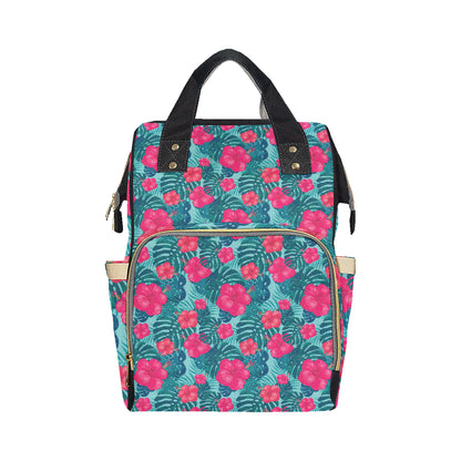 Red Hibiscus Pattern Print Design HB017 Diaper Bag Backpack