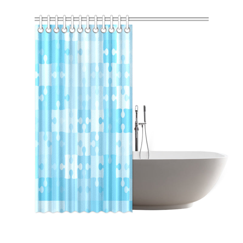 Puzzle Blue Pattern Print Design A04 Shower Curtain