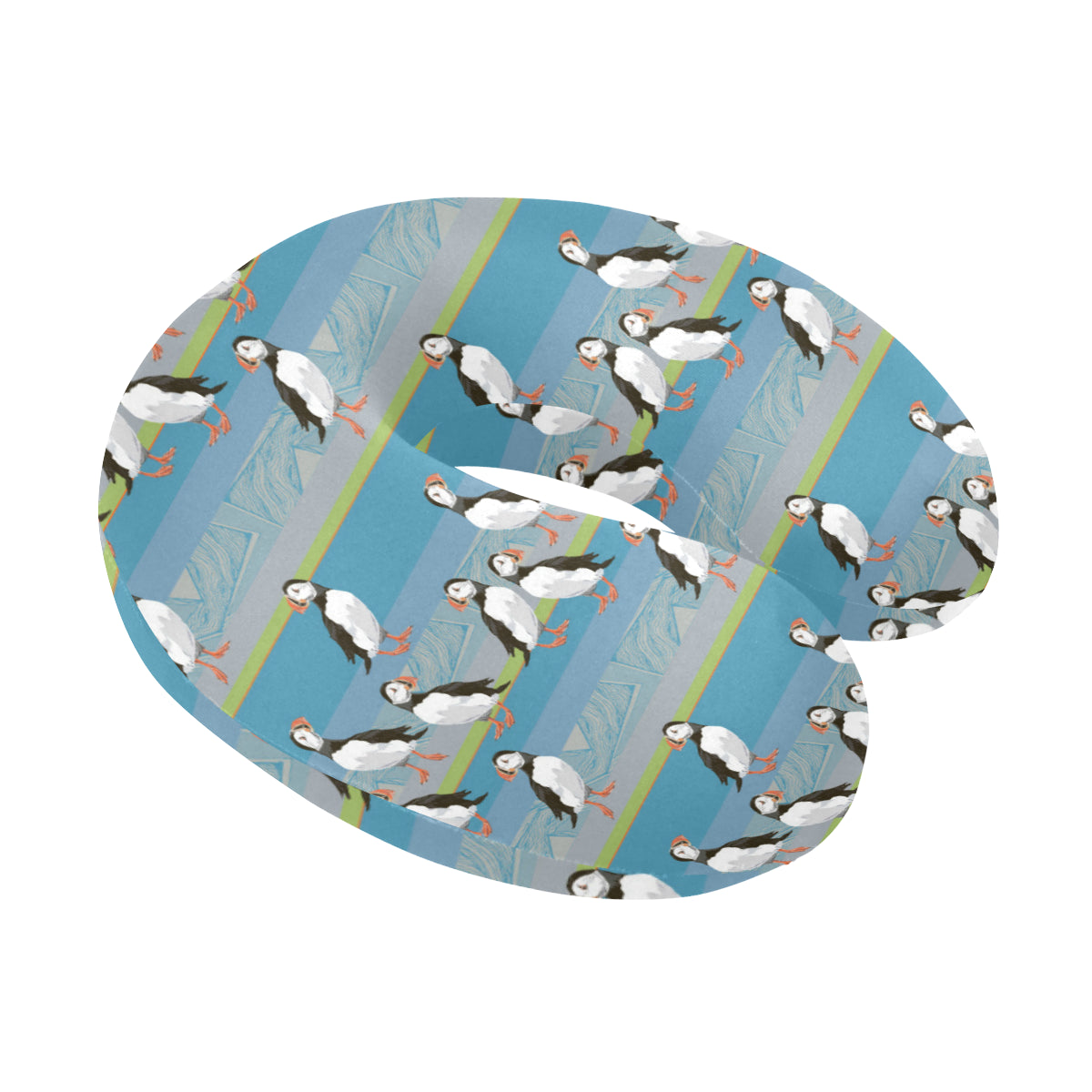 Puffin Pattern Print Design A01 U-Shaped Travel Neck Pillow