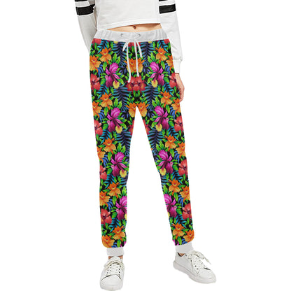 Tropical Folower Colorful Print Unisex Sweatpants