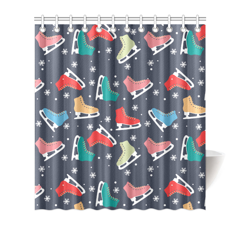 Ice Skate Pattern Print Design 04 Shower Curtain