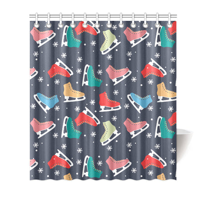 Ice Skate Pattern Print Design 04 Shower Curtain