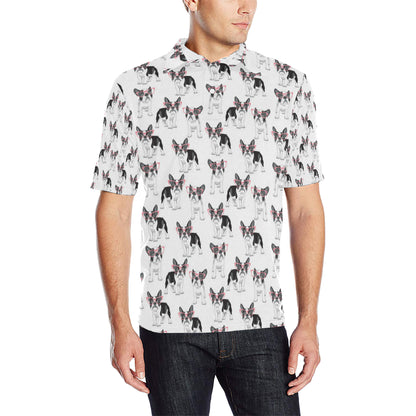 Boston Terrier Pattern Print Design 03 Men Polo Shirt