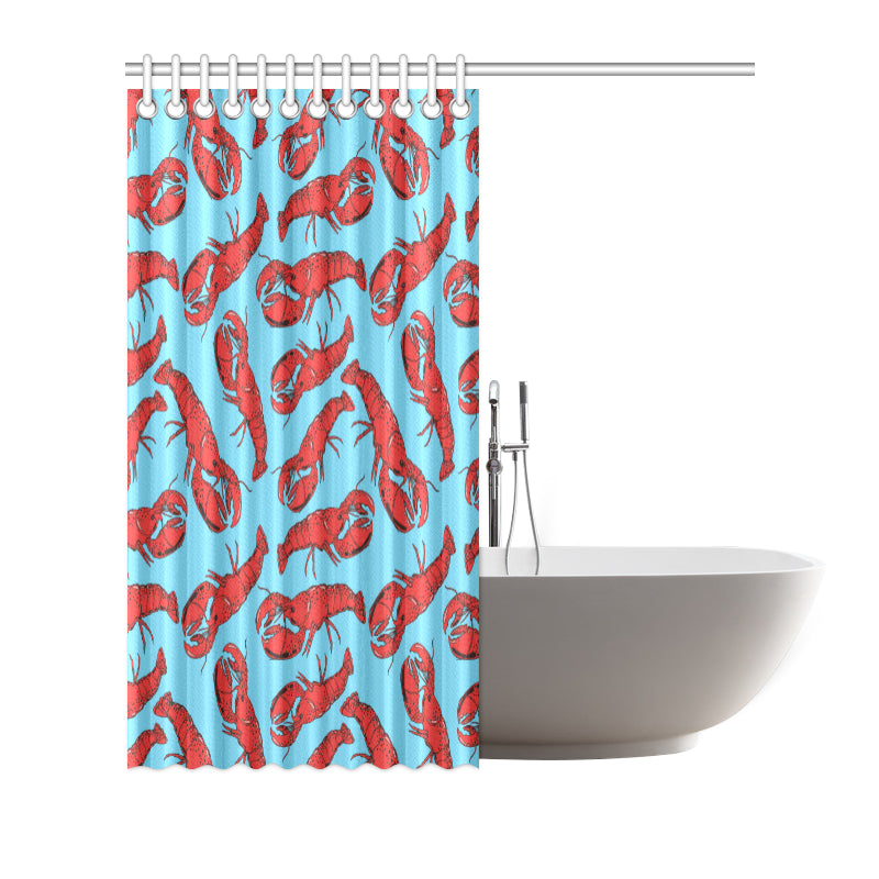 Lobster Red Pattern Print Design 03 Shower Curtain