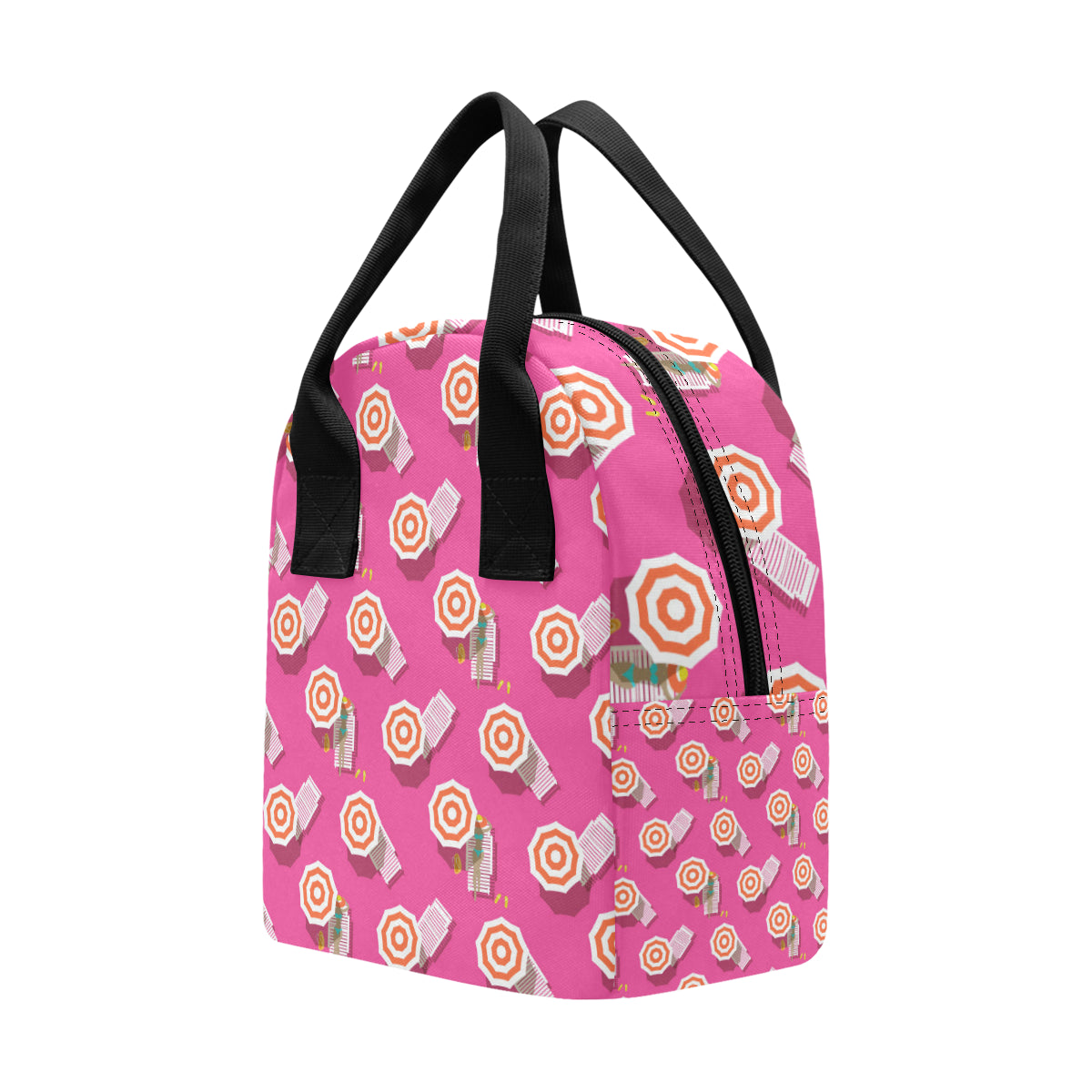Beach Top View Umbrella Theme Insulated Lunch Bag