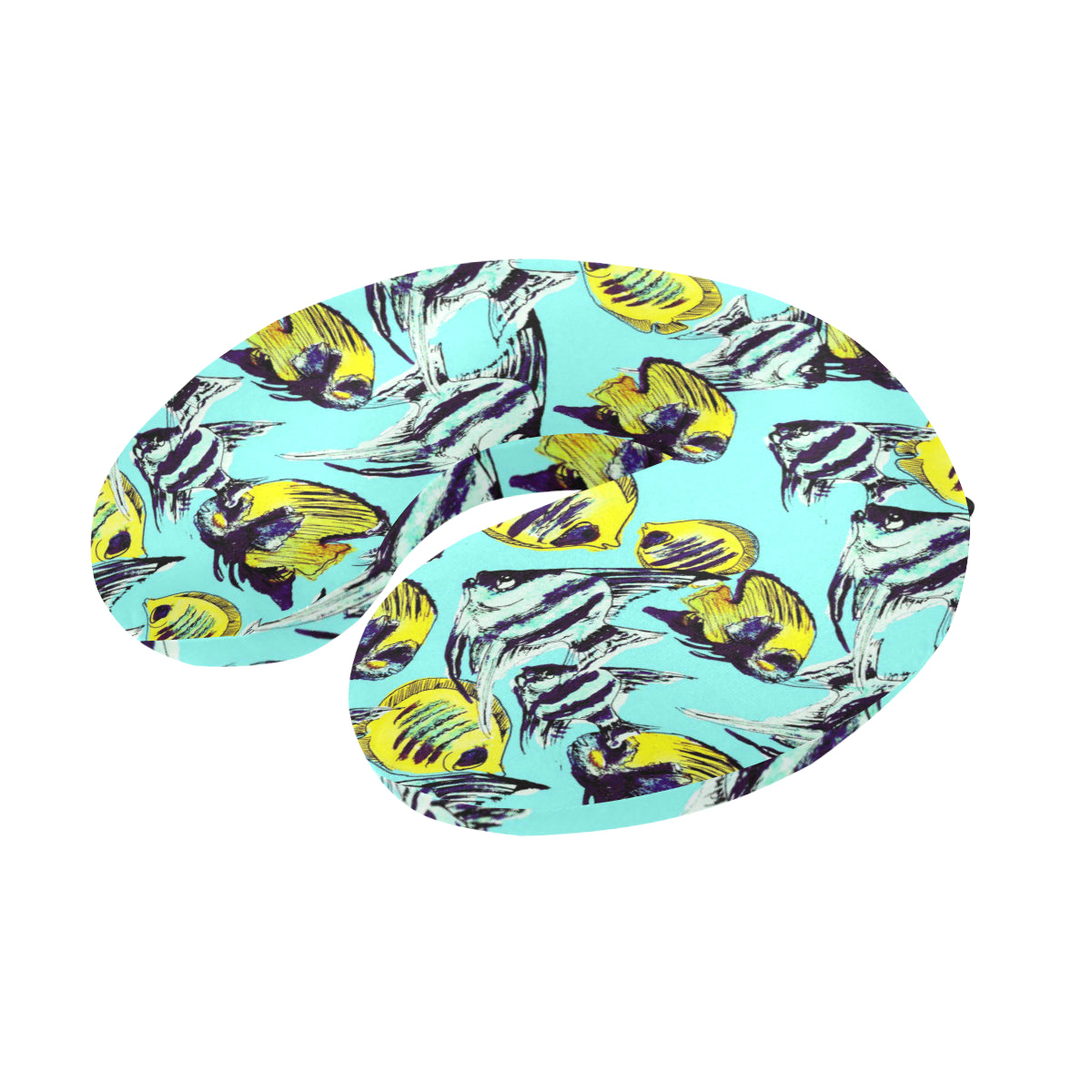 Angelfish Pattern Print Design 02 U-Shaped Travel Neck Pillow