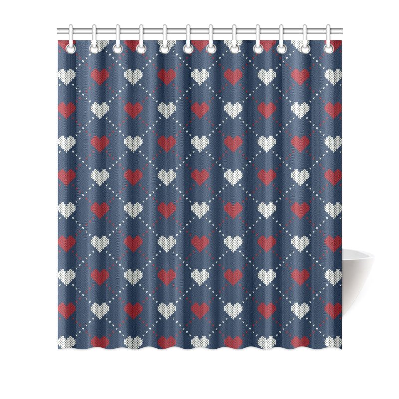 Heart Knit Pattern Print Design HE05 Shower Curtain