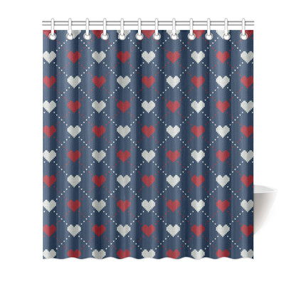 Heart Knit Pattern Print Design HE05 Shower Curtain