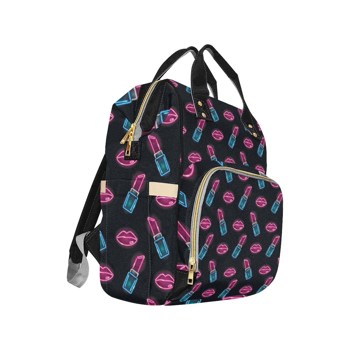 Lipstick Color Neon Pattern Print Design 03 Diaper Bag Backpack