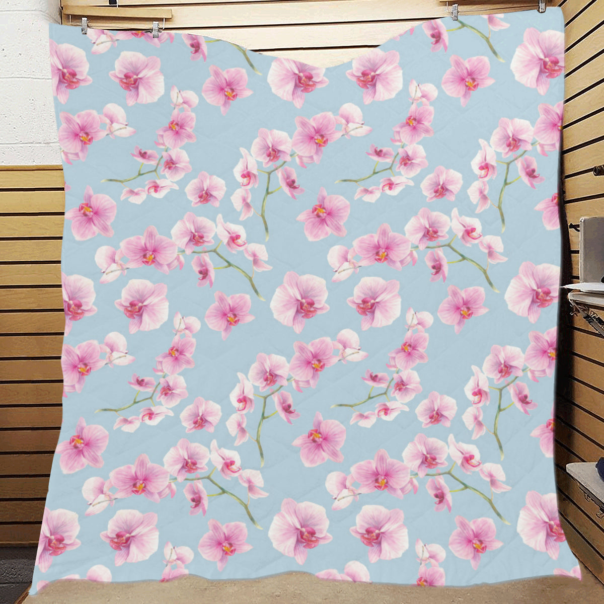 Orchid Pattern Print Design A01 Premium Quilt