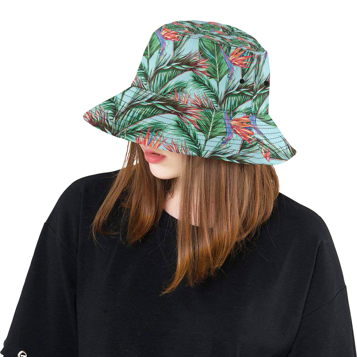 Bird Of Paradise Pattern Print Design BOP01 Unisex Bucket Hat