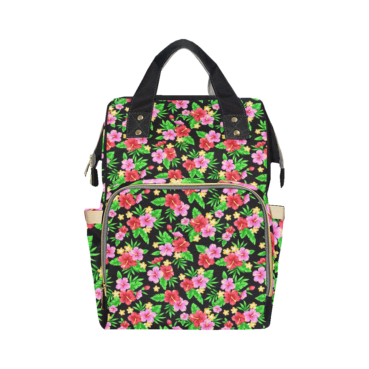 Pink Red Hibiscus Pattern Print Design HB023 Diaper Bag Backpack