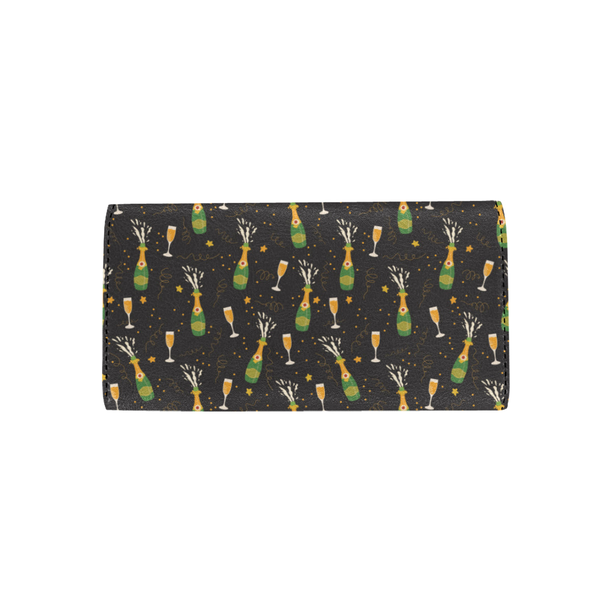 Champagne Pattern Print Design 04 Women's Trifold Wallet