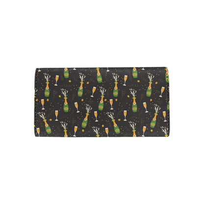 Champagne Pattern Print Design 04 Women's Trifold Wallet
