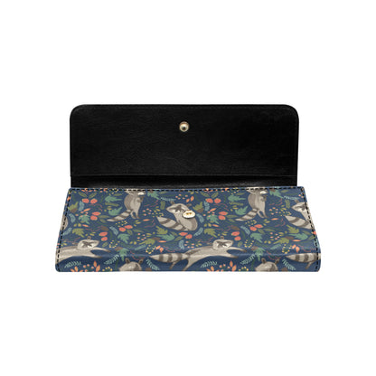 Raccoon Pattern Print Design A02 Women's Trifold Wallet