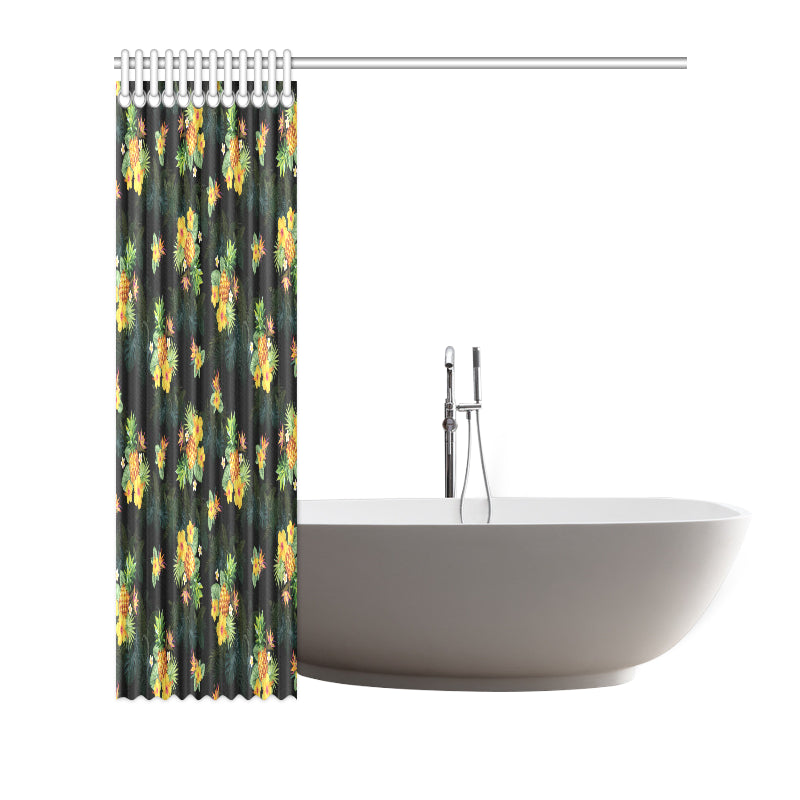 Pineapple Tropical Flower Print Pattern Shower Curtain