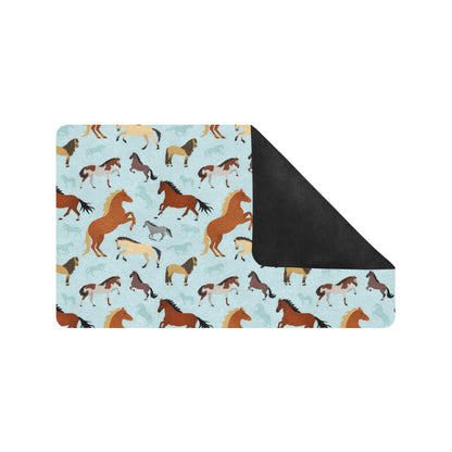 Horse Cute Themed Pattern Print Rubber Doormat