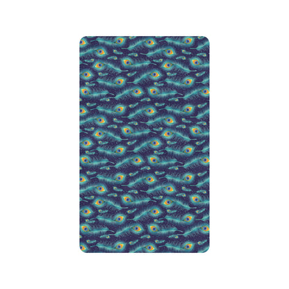 Peacock Feather Blue Design Print Rubber Doormat