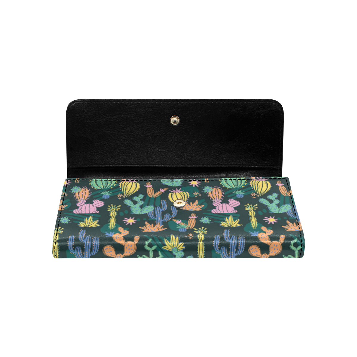 Cactus Pattern Print Design 05 Women's Trifold Wallet