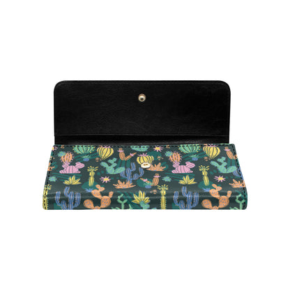 Cactus Pattern Print Design 05 Women's Trifold Wallet