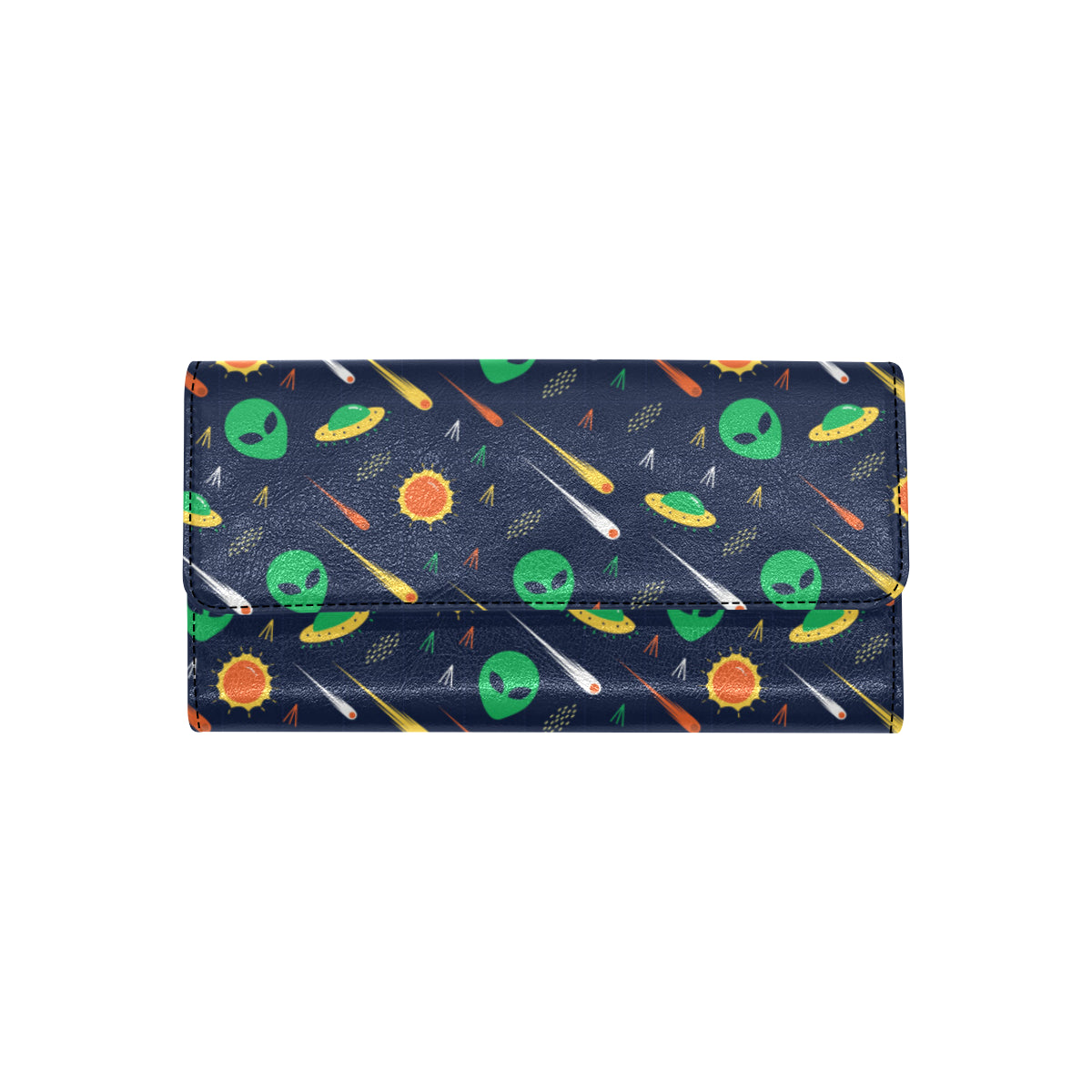 Alien UFO Pattern Print Design 05 Women's Trifold Wallet