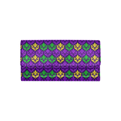 Mardi Gras Pattern Print Design 02 Women's Trifold Wallet