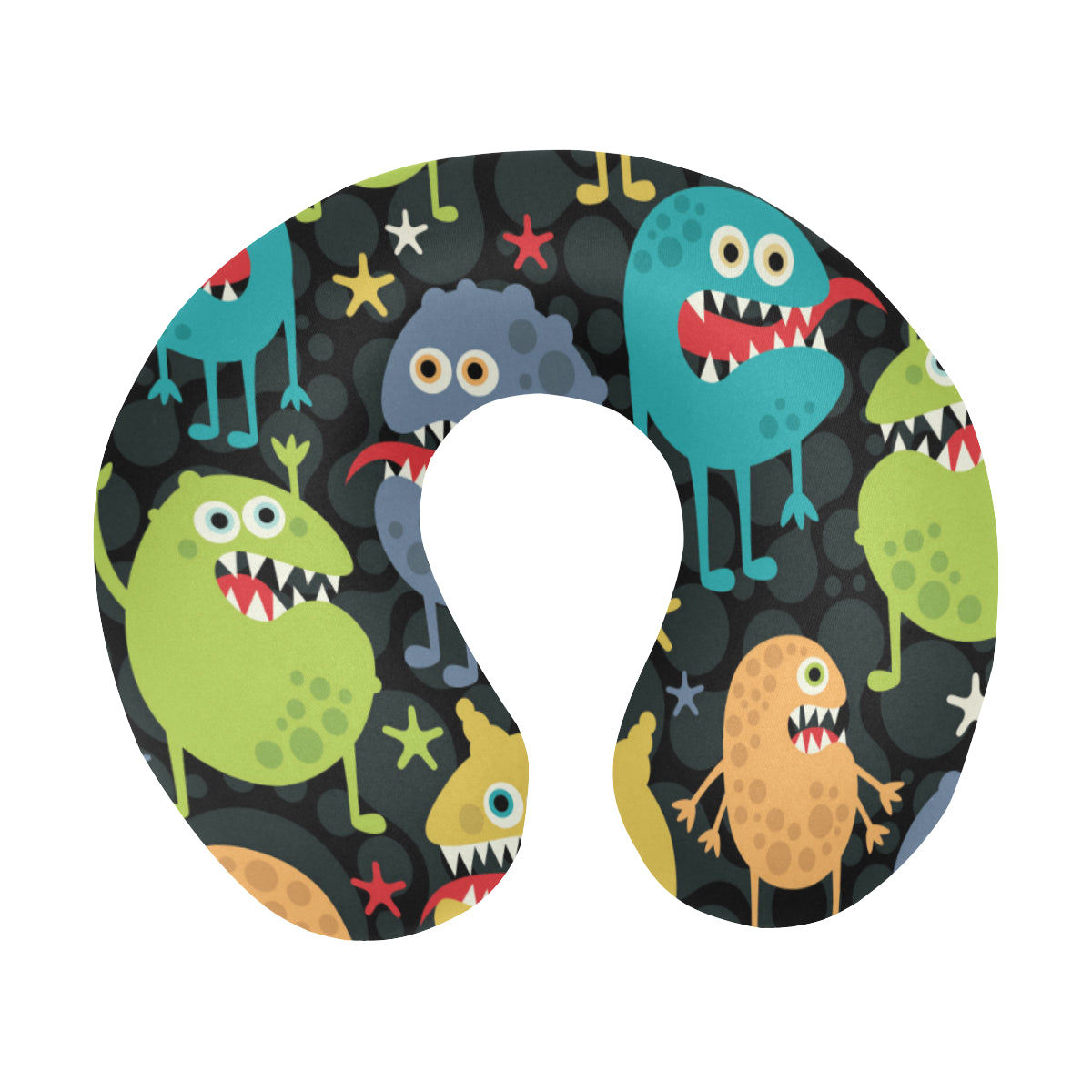 Monster Pattern Print Design 01 U-Shaped Travel Neck Pillow