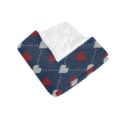 Heart Knit Pattern Print Design HE05 Premium Quilt