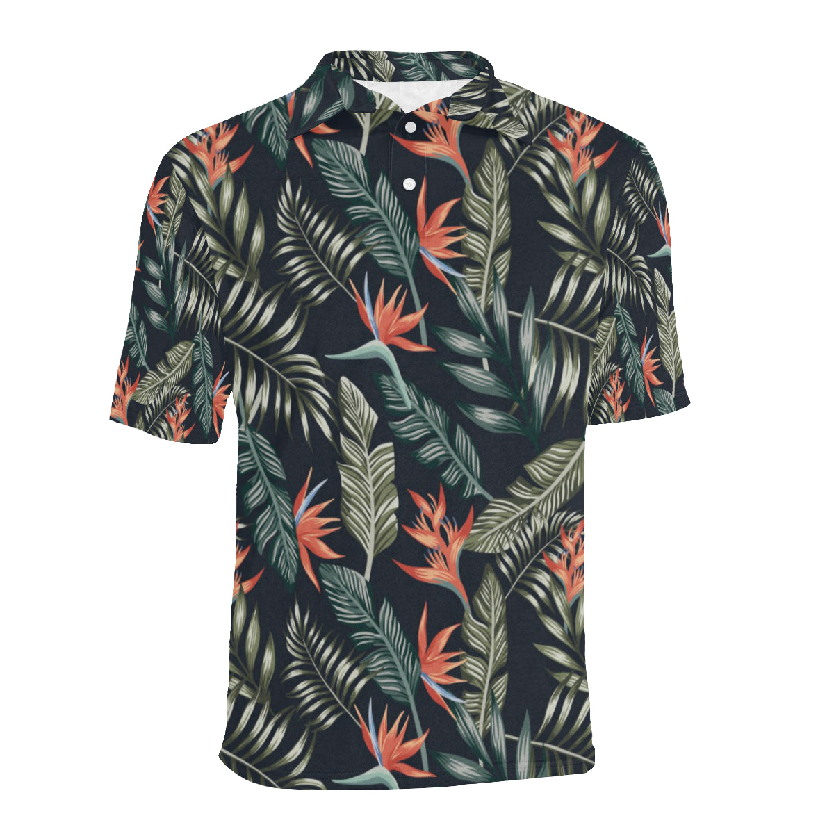 Bird Of Paradise Pattern Print Design BOP02 Men Polo Shirt