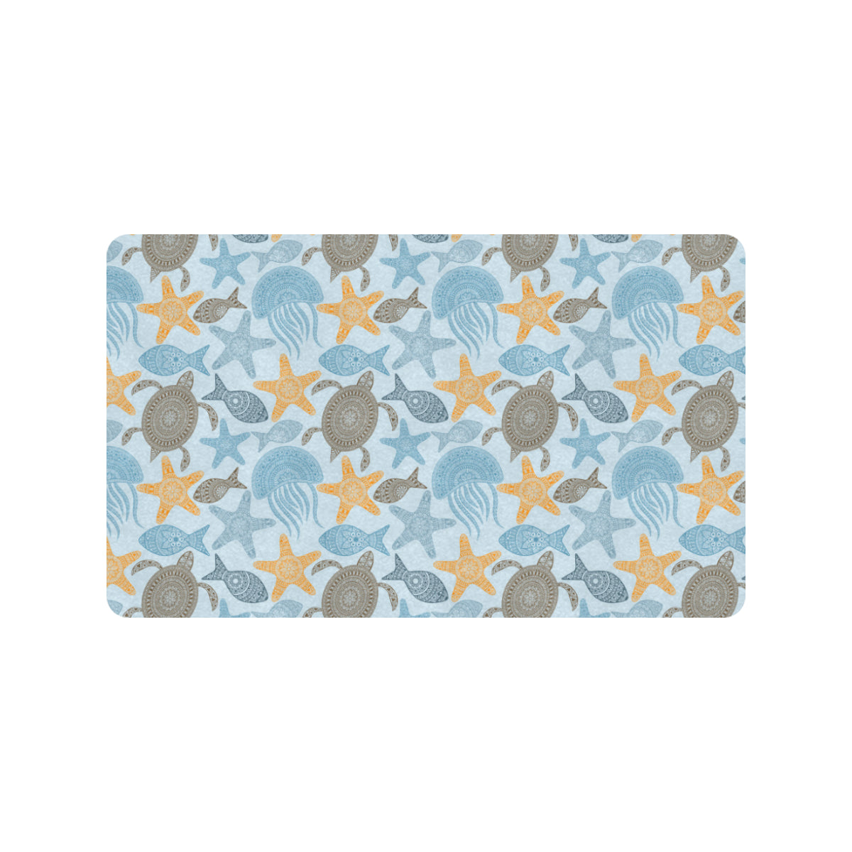 Polynesian Jellyfish Turtle Print Rubber Doormat