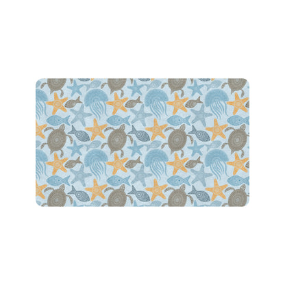 Polynesian Jellyfish Turtle Print Rubber Doormat