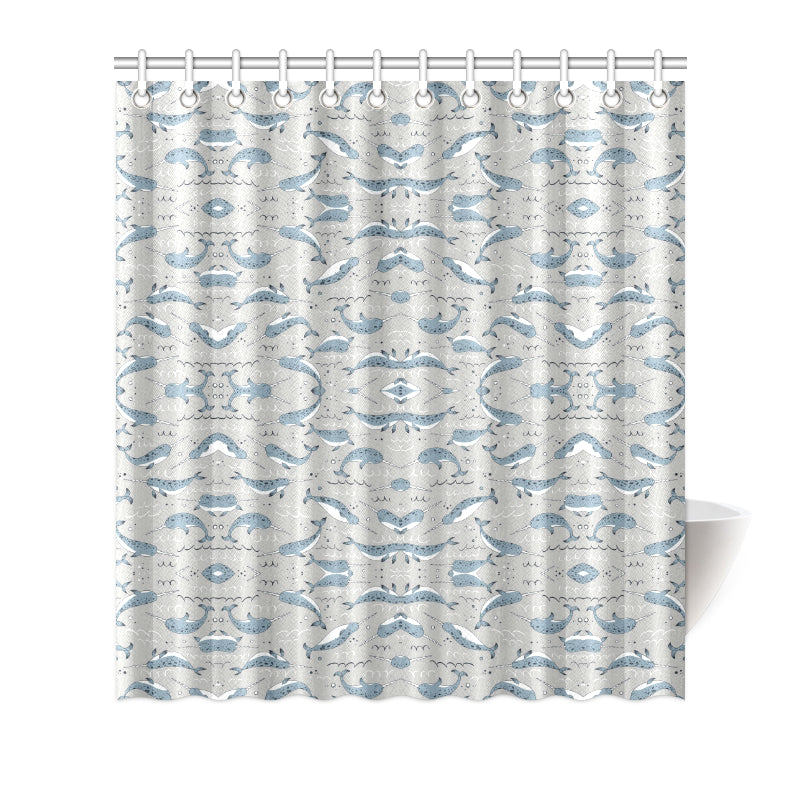 Narwhal Pattern Print Shower Curtain