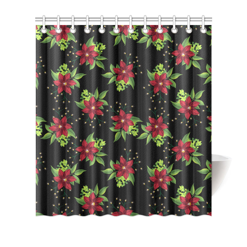 Poinsettia Pattern Print Design A01 Shower Curtain
