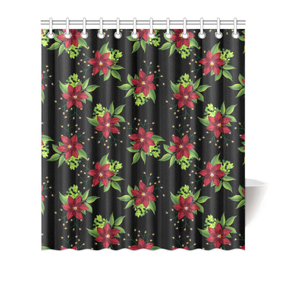 Poinsettia Pattern Print Design A01 Shower Curtain