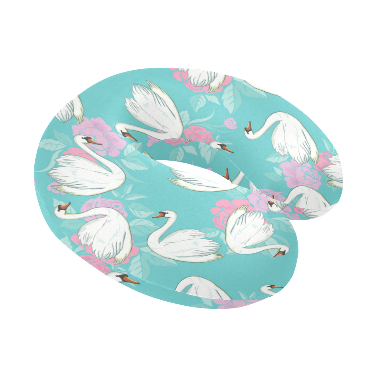 Swan Pattern Print Design 03 U-Shaped Travel Neck Pillow