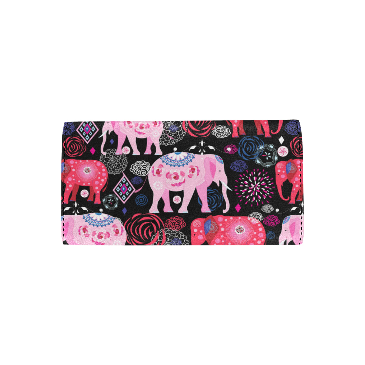 Pink Elephant Pattern Women's Trifold Wallet